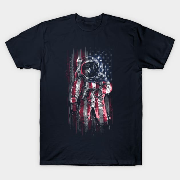 Astronaut Flag T-Shirt by c0y0te7